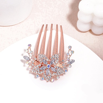 Alloy Rhinestone Hair Combs PW-WGA76E6-01-1