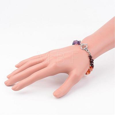 Chip Natural Gemstone Beads Bracelets BJEW-JB02323-1
