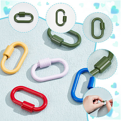 5Pcs 5 Colors Baking Paint Alloy Screw Locking Carabiners FIND-FI0001-12-1