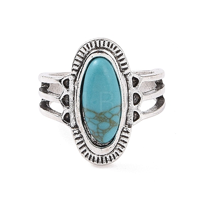 Synthetic Turquoise Finger Rings Set AJEW-PW0005-01A-1