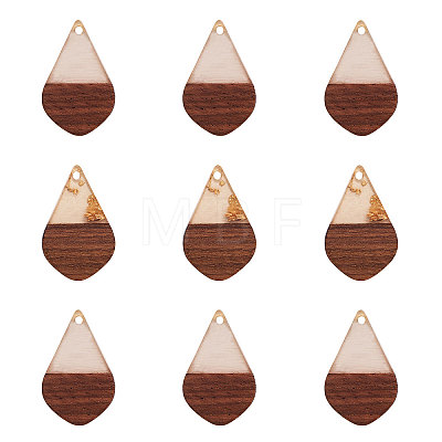 Transparent Resin & Walnut Wood Pendants RESI-CJ0001-51-1