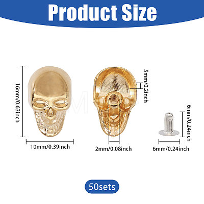 50Pcs Skull Alloy Rivets FIND-CA0011-72A-G-1