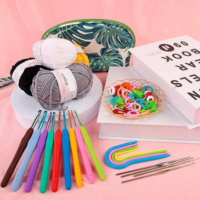 DIY Knitting Kits Storage Bag for Beginners Include Crochet Hooks PW-WG28870-01-1