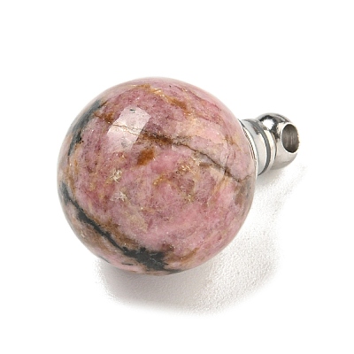 Natural Rhodonite Perfume Bottle Pendants G-K338-22P-04-1