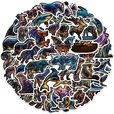 50Pcs Animals PVC Waterproof Sticker Labels STIC-PW0024-06-1