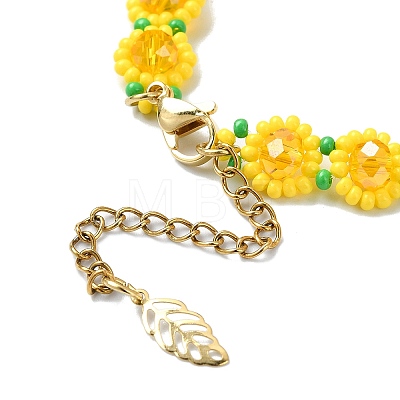 Sunflower Woven Glass Beaded Bracelets BJEW-MZ00098-1