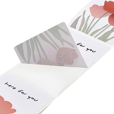 200Pcs Rectangle with Flower Here for You Theme Paper Self-Adhesive Stickers AJEW-S084-02C-1