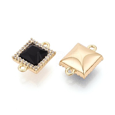 Brass Micro Pave Clear Cubic Zirconia and Glass Connector Charms KK-N287-29G-1