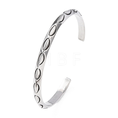 Retro 316 Surgical Stainless Steel Cuff Bangles BJEW-C142-09AS-1