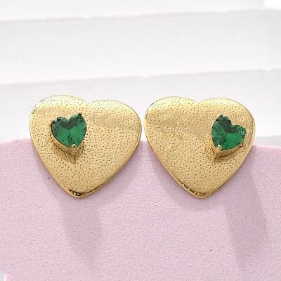 Brass & Glass & Plastic Stud Earrings EJEW-D302-03G-01B-1