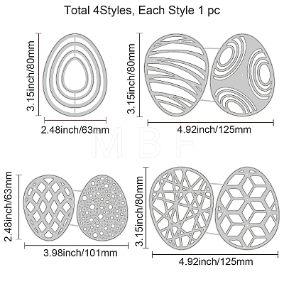 4Pcs 4 Styles Carbon Steel Cutting Dies Stencils DIY-WH0309-706-1