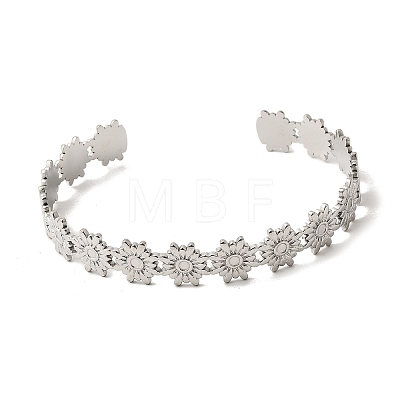 201 Stainless Steel Open Cuff Bangles for Women BJEW-Z162-02P-1