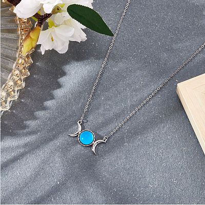 Triple Moon Goddess Cubic Zirconia Pendant Necklace JN1091D-1