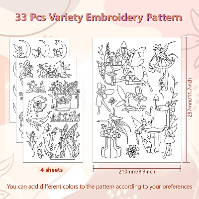 4 Sheets 11.6x8.2 Inch Stick and Stitch Embroidery Patterns DIY-WH0455-169-1