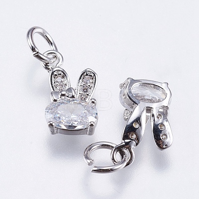 Brass Micro Pave Cubic Zirconia Bunny Charms X-RB-I077-19P-RS-1