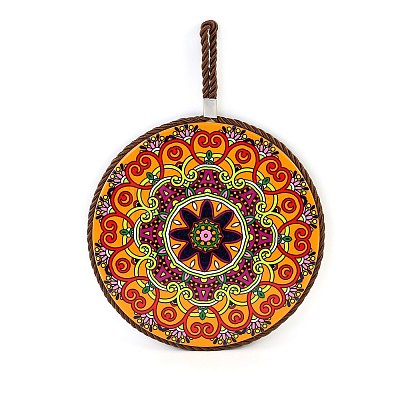 Flat Round with Mandala Pattern Ceramic Cup Coaster PW-WGE77FC-09-1