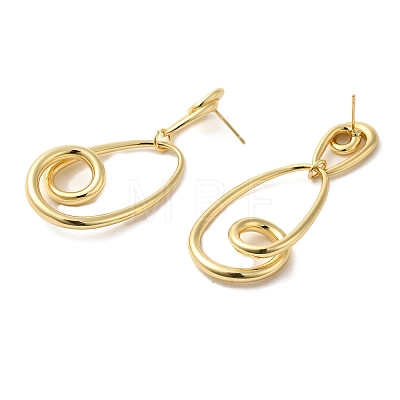 Teardrop Brass Dangle Stud Earrings EJEW-G382-14G-1