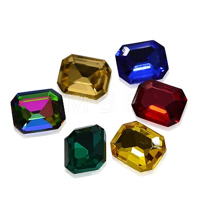 Faceted Rectangle Glass Pointed Back Rhinestone Cabochons RGLA-A017-8x10mm-SM-1