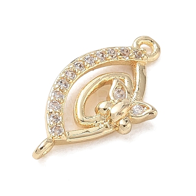 Butterfly Theme Brass Micro Pave Clear Cubic Zirconia Connector Charms CU-CBAFF5B-02A-G-1