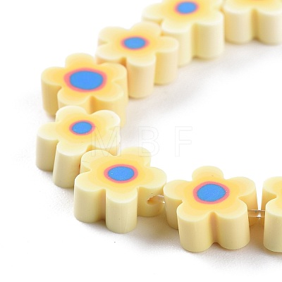 Handmade Flower Printed Polymer Clay Beads Strands CLAY-M003-07C-1
