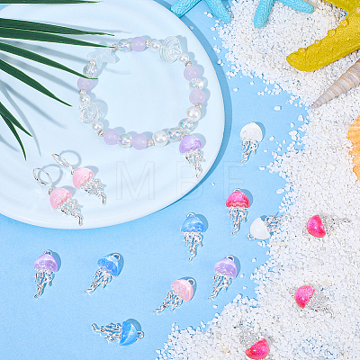 20Pcs 5 Colors Alloy Resin Pendants FIND-BM0001-61S-1