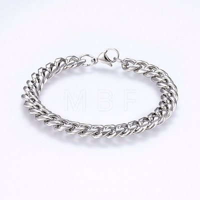 201 Stainless Steel Curb Chain Bracelets BJEW-E343-01A-1