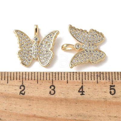 Brass Micro Pave Clear Cubic Zirconia Pendants KK-Q031-46G-04-1