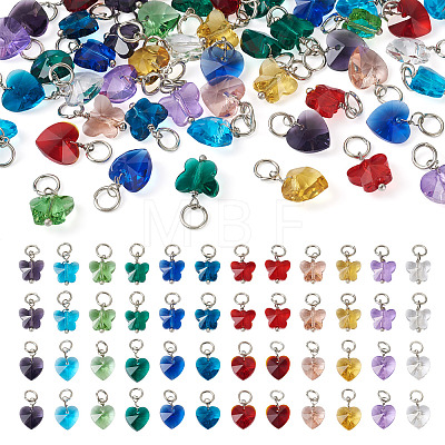 96Pcs 24 Style Faceted Transparent Glass Charms GLAA-SW0001-04-1