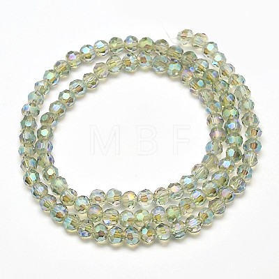 Faceted(32 Facets) Round Full Rainbow Plated Electroplate Glass Beads Strands EGLA-J130-FR07-1