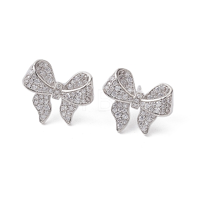 Bowknot Brass Stud Earrings EJEW-M245-05P-1