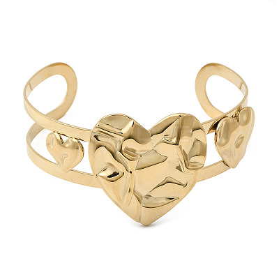 Stylish 304 Stainless Steel Cuff Bangles BJEW-K302-01A-G-1