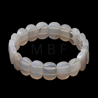 Natural Grey Agate Beaded Stretch Bracelets for Unisex G-K303-01J-1