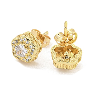 Brass Micro Pave Cubic Zirconia Ear Studs EJEW-P261-16G-1