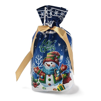 Christmas Snowman Plastic Packing Pouches Drawstring Bags ABAG-Q053-03A-1