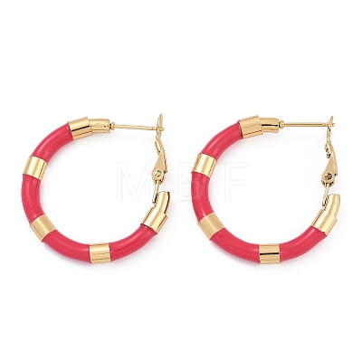 PVD Vacuum Plating 201 Stainless Steel Enamel Hoop Earrings for Women EJEW-B016-33G-1