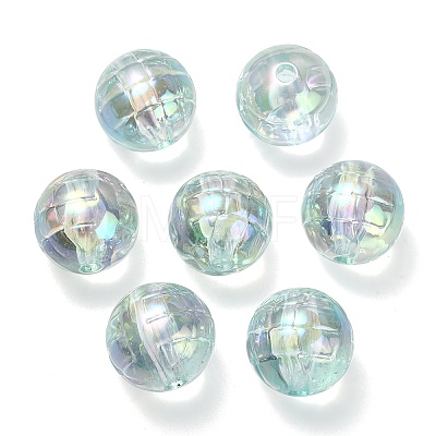 Textured UV Plating Rainbow Iridescent Transparent Acrylic Beads OACR-C007-09C-1