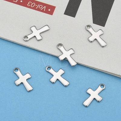 Tarnish Resistant 304 Stainless Steel Tiny Cross Charms STAS-E104-34P-1