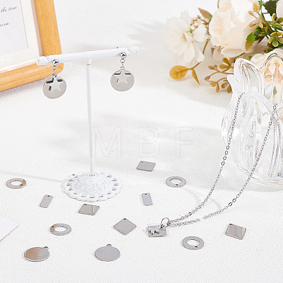 120Pcs 5 Styles 201 Stainless Steel Pendants STAS-BBC0010-50-1