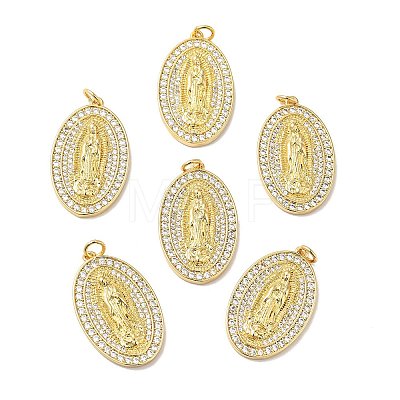 Rack Plating Brass Micro Pave Clear Cubic Zirconia Pendants KK-H431-05G-1