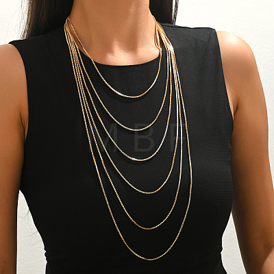 Elegant Iron Multi Layered Chain Tassel Long Necklaces for Women QM5620-1