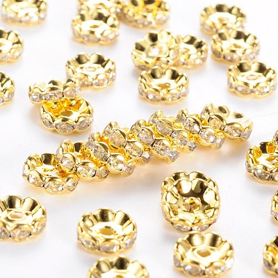 Brass Middle East Rhinestone Spacer Beads RSB033NF-01G-1