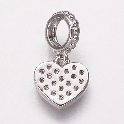 Brass Cubic Zirconia European Dangle Charms KK-P134-02-1