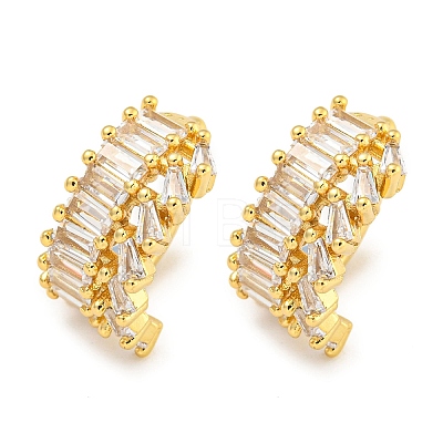 Brass Micro Pave Cubic Zirconia Cuff Earrings EJEW-C104-098G-1