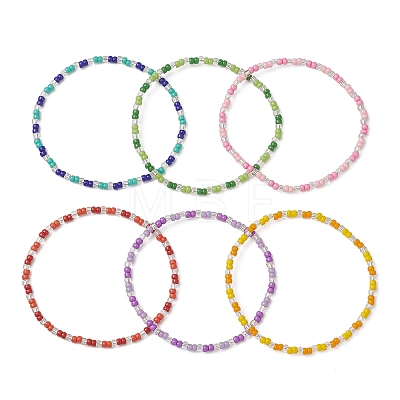 6Pcs Glass Seed Beads Stretch Bracelets for Women BJEW-MZ00277-1