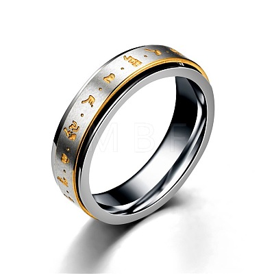 Non-Tarnish Retro Stainless Steel Ring with Six-Character Mantra PW-WG1CCD8-02-1