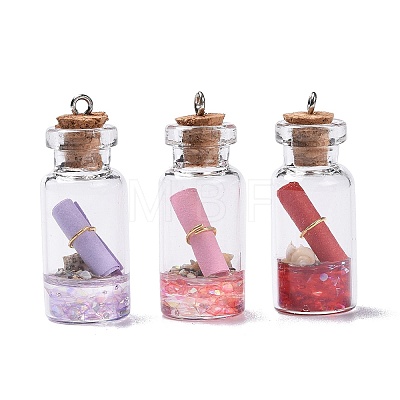 Glass Wishing Bottle Pendant Decorations A-GLAA-S181-02-1