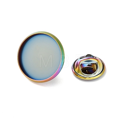 304 Stainless Steel Flat Round Brooch Brooch Base Settings STAS-S172-10A-M-1