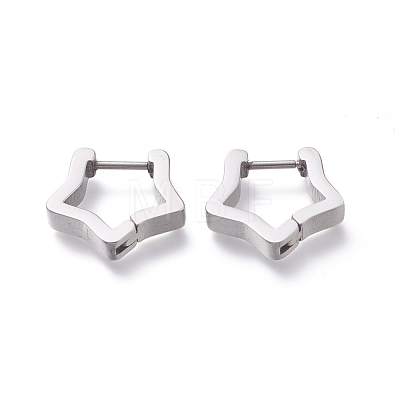 304 Stainless Steel Huggie Hoop Earrings EJEW-O099-08P-1