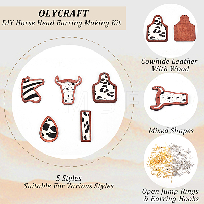 Olycraft DIY Cow Pattern Earring Making Kit DIY-OC0009-86-1