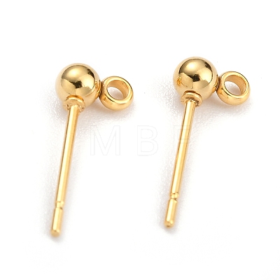 304 Stainless Steel Ball Post Stud Earring Findings X-STAS-Z035-01G-E-1